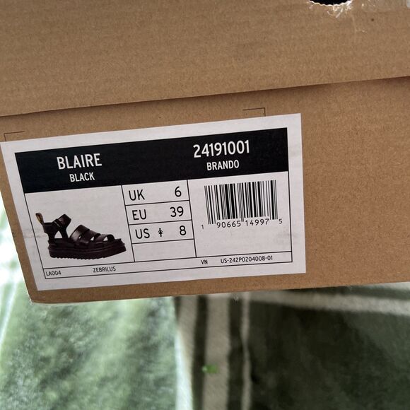 DR. MARTENS WOMEN'S BLAIRE SANDAL SIZE 8 BLACK BRANDO LEATHER  24191001 - Picture 5 of 10